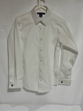 Brooks Brothers Boys Non Iron Pinpoint Cotton French Cuff Dress Shirt White
